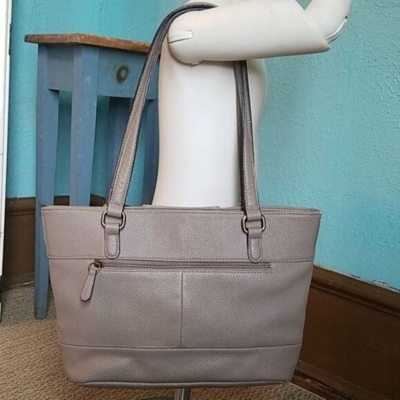 Giani Bernini Bag Shoulder Tote Leather Satchel Handbag GRAY WOMEN'S WOMAN'S - Picture 4 of 15